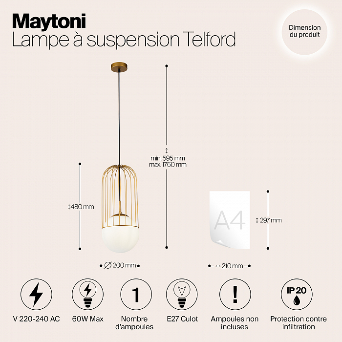 Светильник Maytoni P363PL-01G